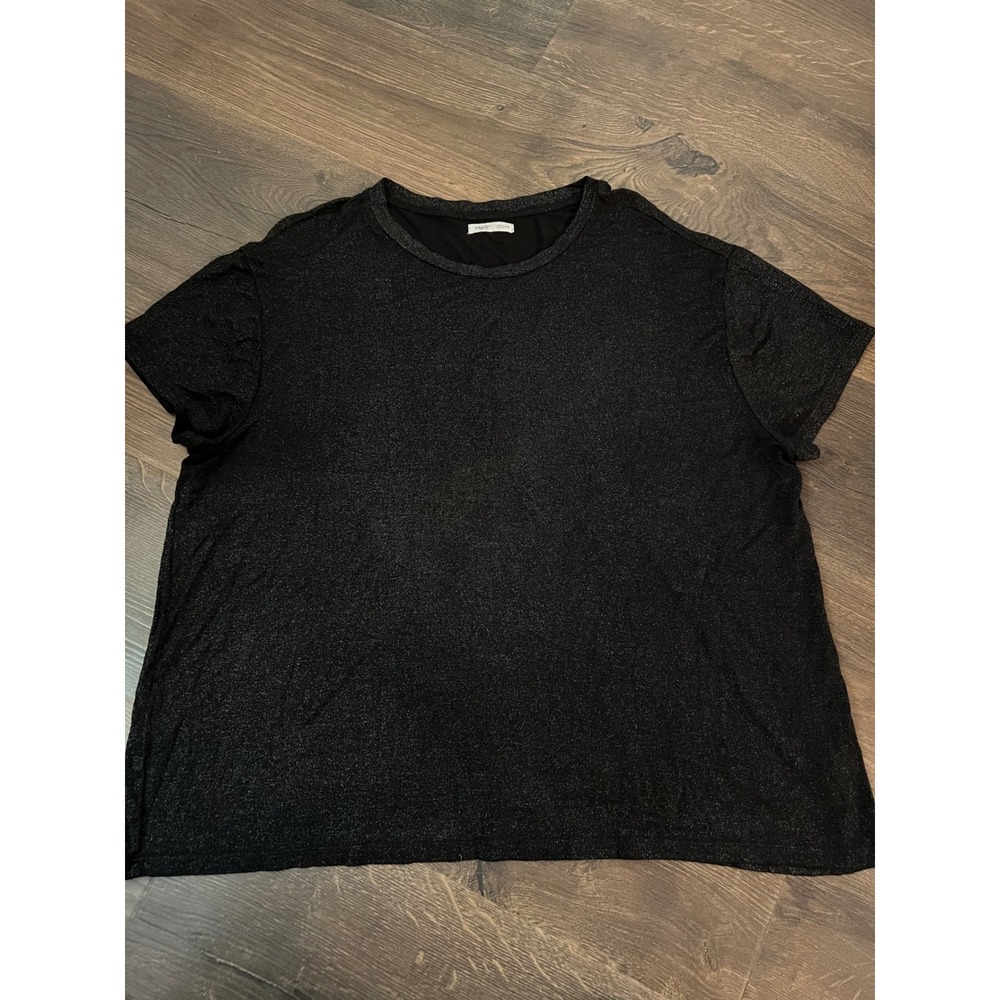 Edgely Black Metallic Shimmer Short Sleeve T-Shirt Crew Neck XXL Womens